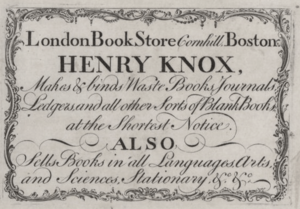 1771 HenryKnox LondonBookStore Boston