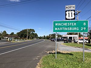 2018-10-18 12 54 30 View north along U.S. Route 11 (Main Street) just south of Barley Drive in Stephens City, Frederick County, Virginia