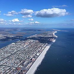 Aerial photograph of Long Beach, NY and environs from west-by-southwest