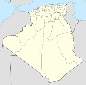 Map of Algeria highlighting Mostaganem