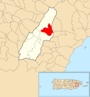Location of Boquerón within the municipality of Las Piedras shown in red