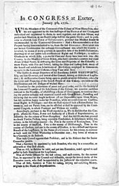 Broadside In Congress at Exeter 1776