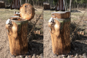 Composter (compost bin) made from hollow log (Kõrvemaa, Estonia, 2023)