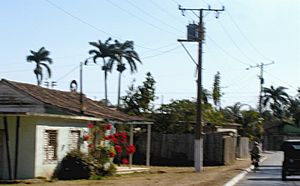 Entrada al pueblo de Guayacanes, Febrero 2004