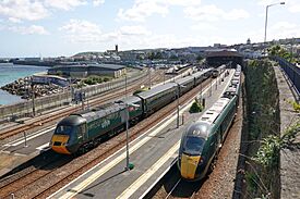 GWR Castle Set HST 43154 & 43156 at Penzance 15 05 23 (52900928460).jpg