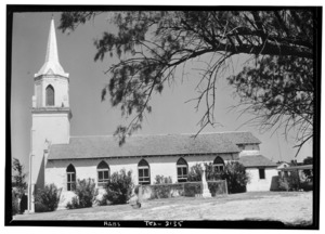 Historic American Buildings Survey, W. Eugene George, Jr., Photographer September, 1961 SOUTH ELEVATION. - Church of our Lady of Refuge of Sinners, North end of Main Plaza on HABS TEX,214-ROMA,4-4