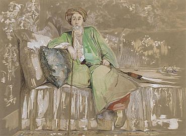 Jean Caradja, Voivod of Wallachia, seated on a divan