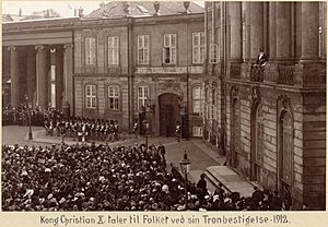 King Christian X talking to the people on his accession 1912