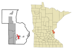 Location of Lindström in Chisago County, Minnesota