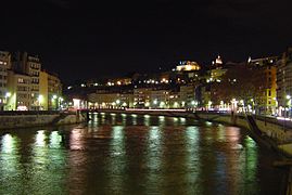 Lyon-quais-Saône-pont-La-Feuillée-nord-nuit