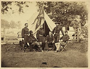 Major General Philip Sheridan and his generals in front of Sheridan's tent LCCN2009633605