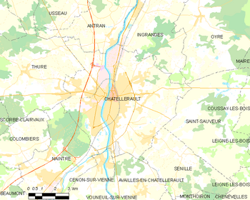 Map of the commune of Châtellerault