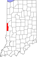 Vermillion County's location in Indiana
