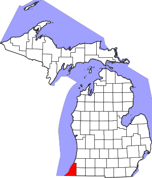 Map of Michigan highlighting Berrien County