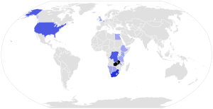 Map showing countries President Hichilema of Zambia has visited
