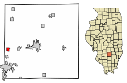 Location of Sandoval in Marion County, Illinois.
