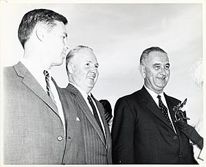 Massachusetts Governor Endicott Peabody, Mayor John F. Collins, and President Lyndon B. Johnson (10290820743)