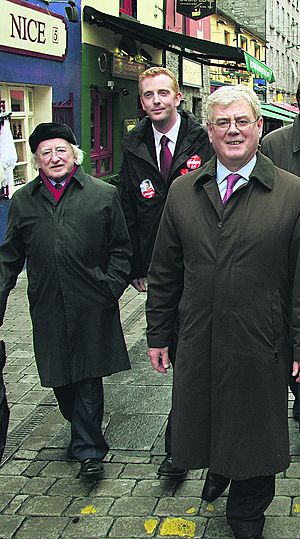 Michael D. Higgins with Derek Nolan and Eamon Gilmore 2009