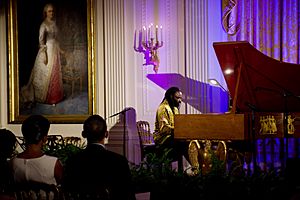 Michelle and Barack Obama listening pianist Awadagin Pratt