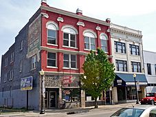 Old brick commercial buildings in historic district