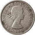 Obverse of Queen Elizabeth II Australian Florin 1954