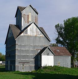 Historic grain elevator in Ithaca.  Built ca. 1890, it is listed in the National Register of Historic Places.