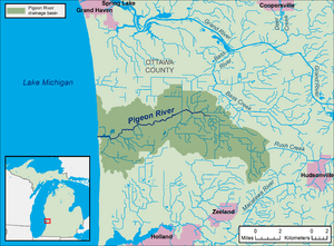 A map of the Pigeon River and its watershed.