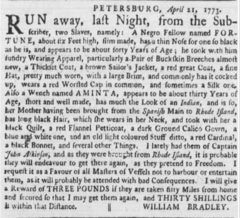 Run Away notice - April 1773 - Fortune and Aminta