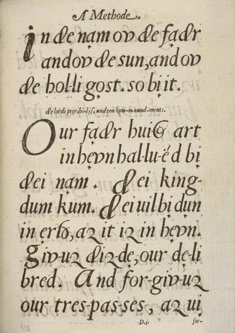 Sample from John Hart, A methode, 1570