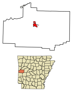 Location of Waldron in Scott County, Arkansas.