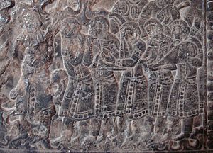 Sogdian musicians from a funerary couch, Northern Qi