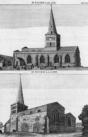 St Nicholas Church, Leicester (1815 Nichols engraving)