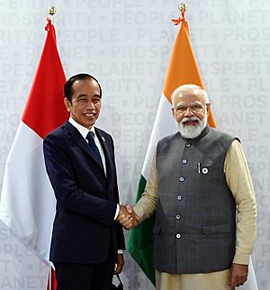 The Prime Minister, Shri Narendra Modi meeting the President of Indonesia, Mr. Joko Widodo, in Rome, Italy on October 31, 2021