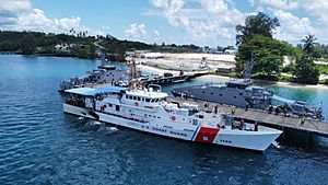 USCGC Oliver Henry (WPC 1140) crew arrives in Manus, Papua New Guinea, on Aug. 14, 2022