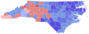 1996 North Carolina gubernatorial election results map by county