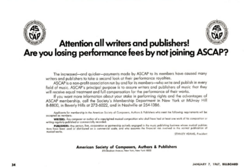 ASCAP advertisement (7 January 1967)