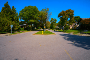 A view of Kensington Boulevard northward from its intersection with Nevada Avenue