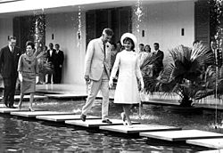American Ambassador to India John Kenneth Galbraith and First Lady Jacqueline Kennedy at the U. S. Chancery, New Delhi