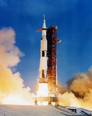 Apollo 11 Saturn V lifting off on July 16, 1969