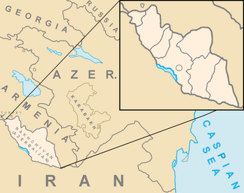 Location of Nakhchivan in the South Caucasus.