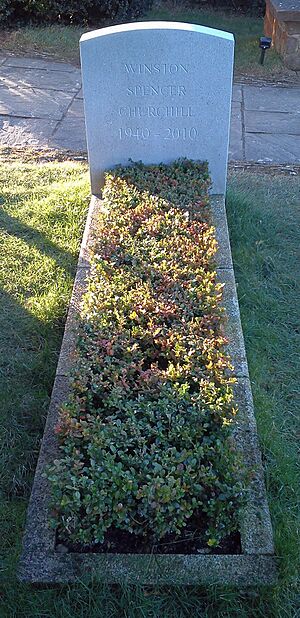Bladon, Oxfordshire - St Martin's Church - churchyard, grave of Winston Spencer-Churchill (1940-2010)