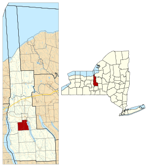 Location within Cayuga County and New York