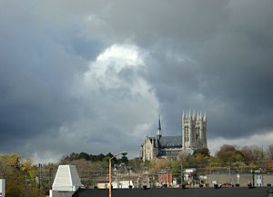Church of Our Lady, Guelph, Ontario, from rivers confluence