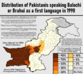 Distribution of Pakistanis speaking Balochi or Brahui as a first language in 1998