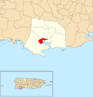 Location of Ensenada within the municipality of Guánica shown in red