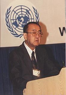 Hiroshi Nakajima at the Fourth World Conference on Women in Beijing, China.jpg