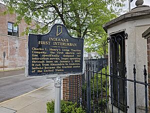 Indiana's First Interurban Railway historical marker