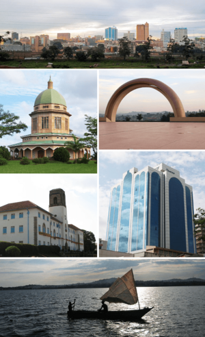 Montage of various landmarks in Kampala, Uganda.