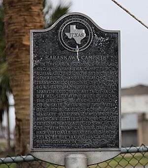 Karankawa Indian Campsite Marker in Jamaica Beach, Texas