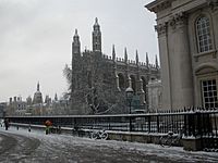 Kings Chapel from Senate House Hill in Snow